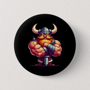 Viking Flex Muscles Fan Lover Bodybuilding Gym Button