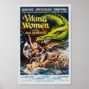 Viking-Frauen und das Seeschlangen-Film-Plakat Poster