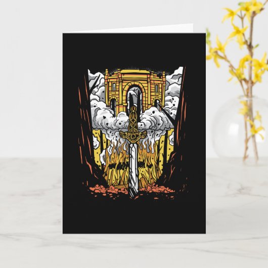 Viking Funeral Karte (Gelbe Blume)