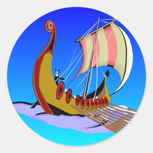 Viking Galley Ship #002 Runder Aufkleber (Vorderseite)
