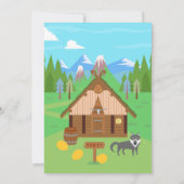 Viking Girl mit Bogen und Wolf Begleiter Geburtsta Einladung (Rückseite)