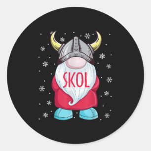 Viking Gnome Skol Christmas Norse Pajama Viking Me Runder Aufkleber