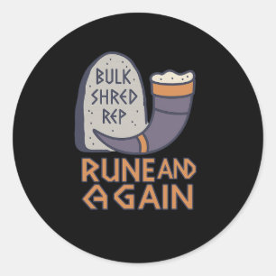 Viking Gym Rune und Fitness Sprichwort für Muskeln Runder Aufkleber