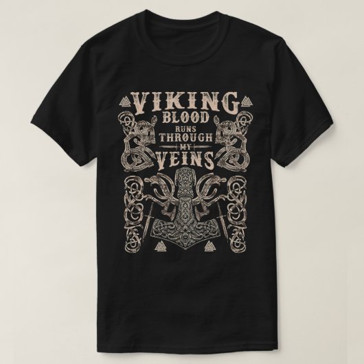 Viking Hammer Viking Blut läuft durch meine Adern T-Shirt (Design vorne)