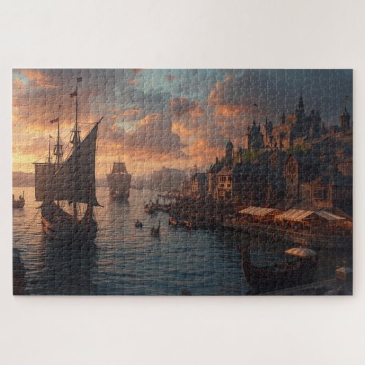 Viking Harbor Jigsaw Puzzle (Horizontal)