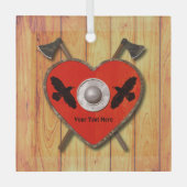 Viking Heart Shield - Raven Ornament Aus Glas (Vorderseite)