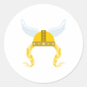 Viking Helmet Braids Runder Aufkleber (Vorderseite)