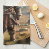 Viking Highland Cow, Geschirrtuch (Viertel Falte)