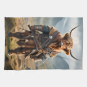 Viking Highland Cow, Geschirrtuch (Horizontal)