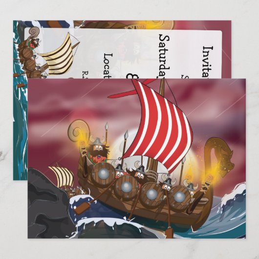 Viking Invasion Fleet Einladung (Vorne/Hinten)