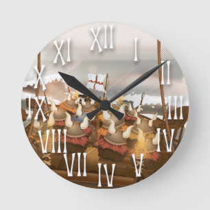 Viking Invasion Fleet Runde Wanduhr