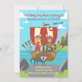 Viking Junge und Mädchen auf dem Schiff Geburtstag Einladung (Vorderseite)