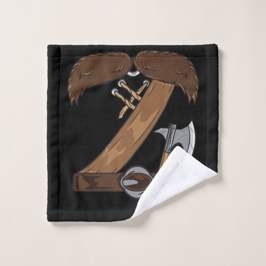 Viking Kostüm Halloween Mustache Belt Ax Cosplay Badhandtuch Set (Waschlappen)