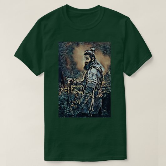 Viking Krieger Reiter mit ax digitalem Kunstbild T-Shirt (Design vorne)