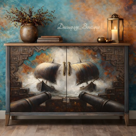 Viking Longship Battle Decoupage Seidenpapier