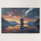 Viking Longship Icy Fjord Jigsaw Puzzle (Horizontal)