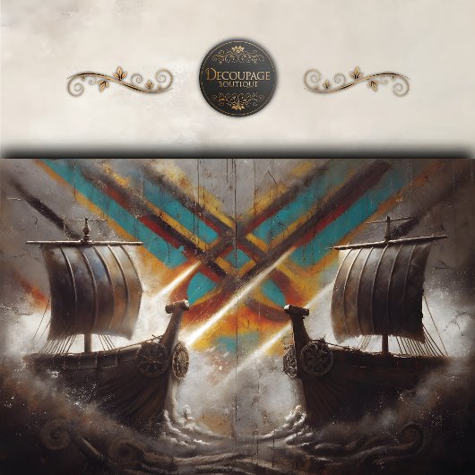 Viking Longships Duel Decoupage Seidenpapier