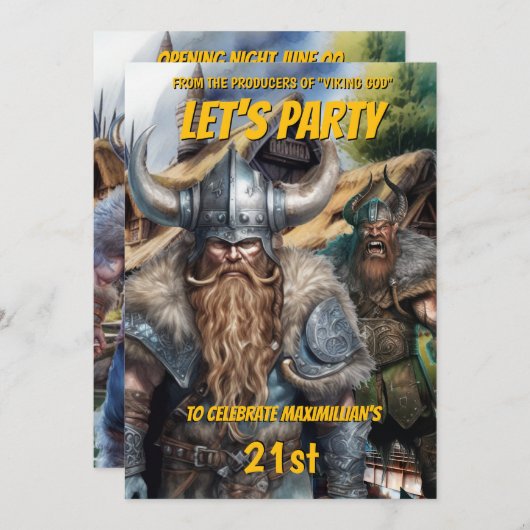 Viking mittelalterliche Nordkrieger Fantasie Gebur Einladung (Vorne/Hinten)