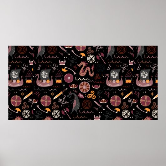 Viking-Muster nahtlos grafisch Poster (Vorne)