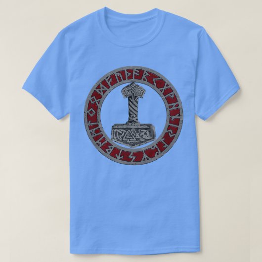 Viking Norse Mythology Thors Mjolnir Vegvisir Rune T-Shirt (Design vorne)
