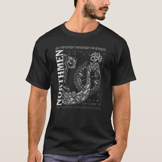 Viking Norseman Boat Runes Odins Hammer Norse Com T-Shirt (Vorderseite)