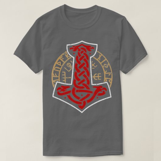 Viking Norwegen Skandinavier Mjolnir Hamme T-Shirt (Design vorne)