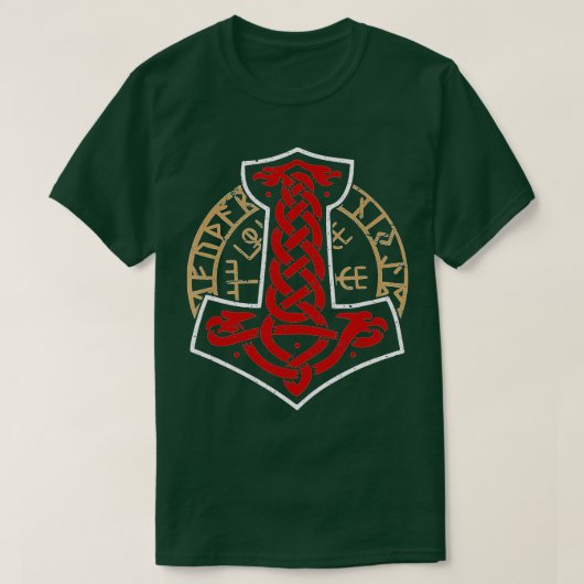 Viking Norwegen Skandinavier Mjolnir Hamme T-Shirt (Design vorne)