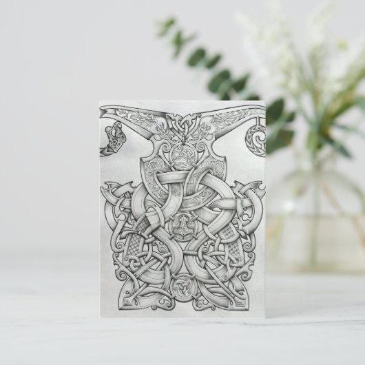 VIKING & OSEBERG KNÜPFARBEIT DESIGN POSTKARTE (Stehend Vorderseite)