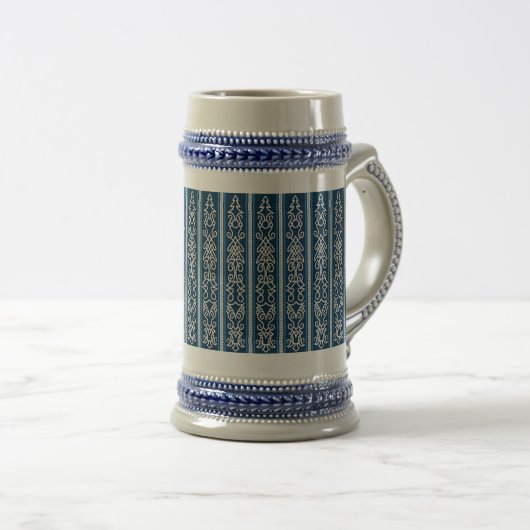 Viking Pattern Blau Bierglas (VorderseiteRechts)
