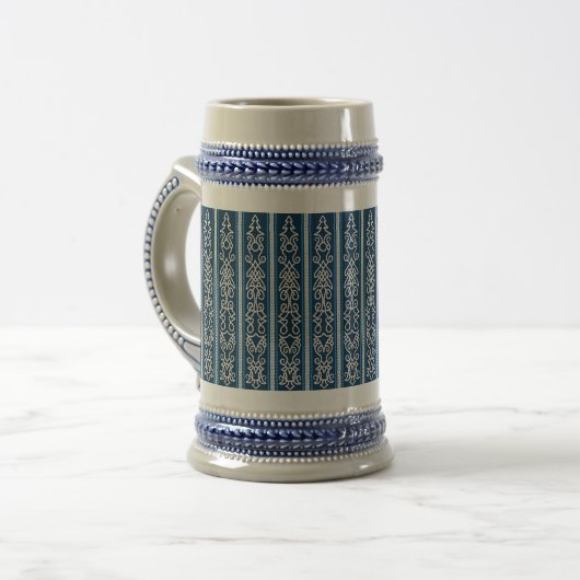 Viking Pattern Blau Bierglas (Vorderseite Links)