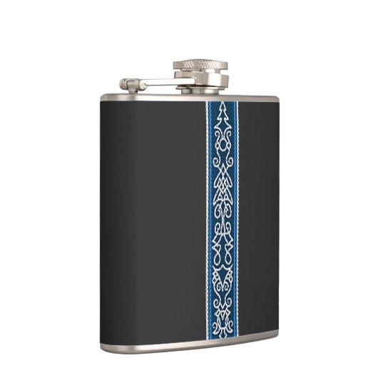 Viking Pattern Blau Flachmann (Rechts)