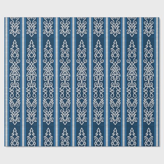 Viking Pattern Blau Geschenkpapier (Flach)