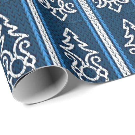 Viking Pattern Blau Geschenkpapier (Rolleneckpunkt)