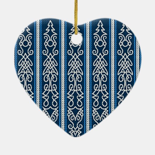 Viking Pattern Blau Keramik Ornament (Hinten)