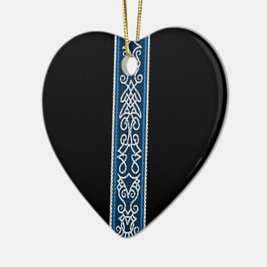 Viking Pattern Blau Keramik Ornament (Links)
