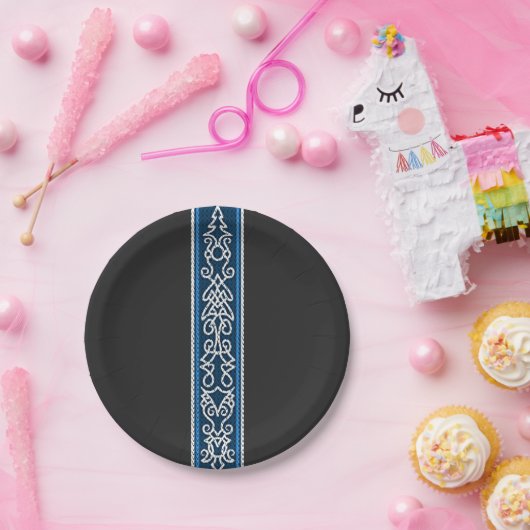 Viking Pattern Blau Pappteller (Party)