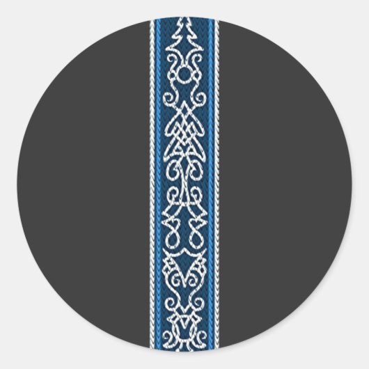 Viking Pattern Blau Runder Aufkleber (Vorderseite)