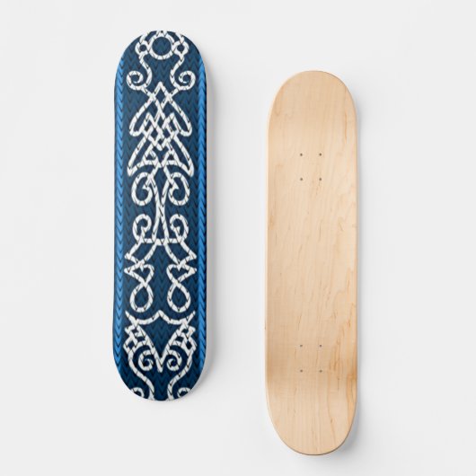 Viking Pattern Blau Skateboard (Vorderseite)