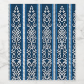 Viking Pattern Blau Weinetikett (Einzelnes Label)