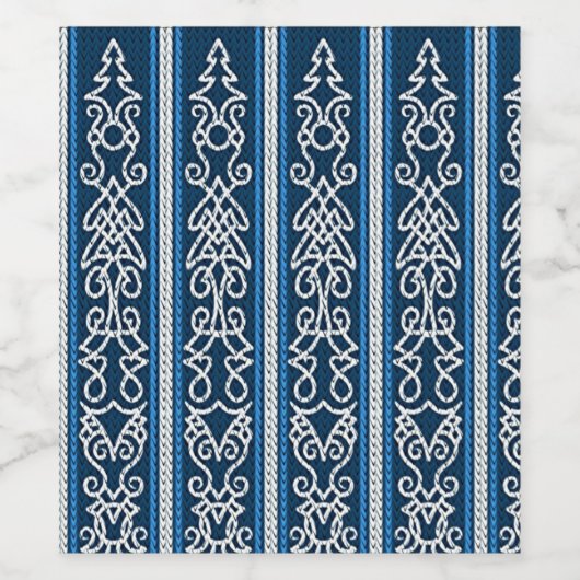Viking Pattern Blau Weinetikett (Einzelnes Label)