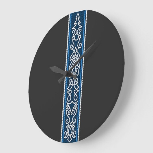 Viking Pattern Blue Große Wanduhr (Winkel)