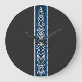 Viking Pattern Blue Große Wanduhr (Vorderseite)