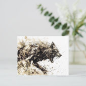 Viking Pen Drawing of a Norse God Fenris wolf Postkarte (Stehend Vorderseite)