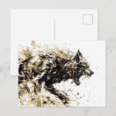 Viking Pen Drawing of a Norse God Fenris wolf Postkarte (Vorne/Hinten)