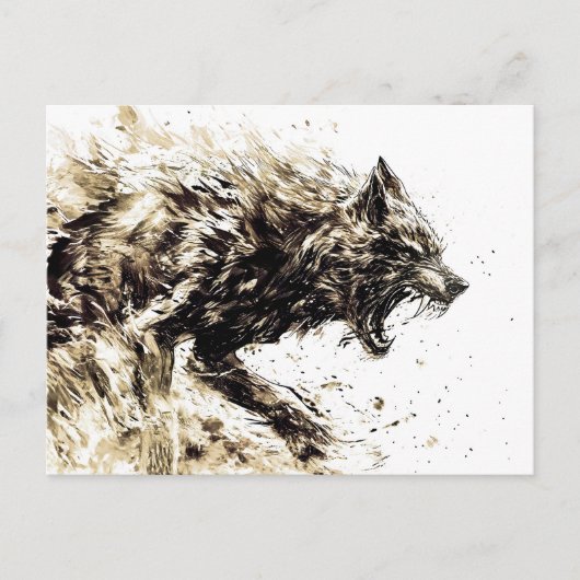 Viking Pen Drawing of a Norse God Fenris wolf Postkarte (Vorderseite)
