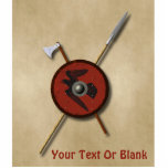 Viking-Raben-Schild und Waffen Fotoskulptur Magnet<br><div class="desc">Eine Wiedergabe 3D eines Viking-Schildes zusammen mit einer Kampfaxt und -stange gelegt auf einem alten Papier- oder PergamentHintergrund. Das Schild wird mit einem schwarzen Raben (Corvus corax) gemalt auf rotem Leder verziert. Addieren Sie Ihren eigenen Text. Die Methoden und die Materialien benutzt im Bau von Viking-Schildern unterschieden mit Platz und...</div>