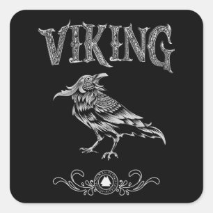 Viking Raven Bird Nordic Style Norseman Normandie Quadratischer Aufkleber