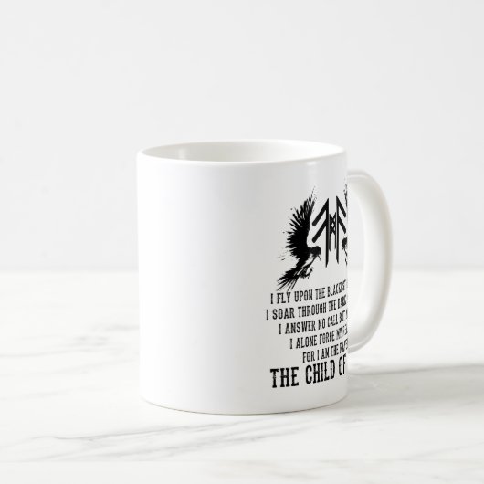 Viking Raven Code Kaffeetasse (VorderseiteRechts)