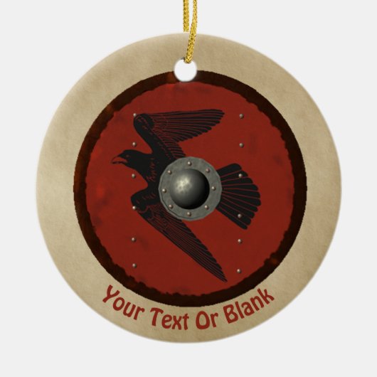 Viking Raven Shield Keramik Ornament (Vorne)