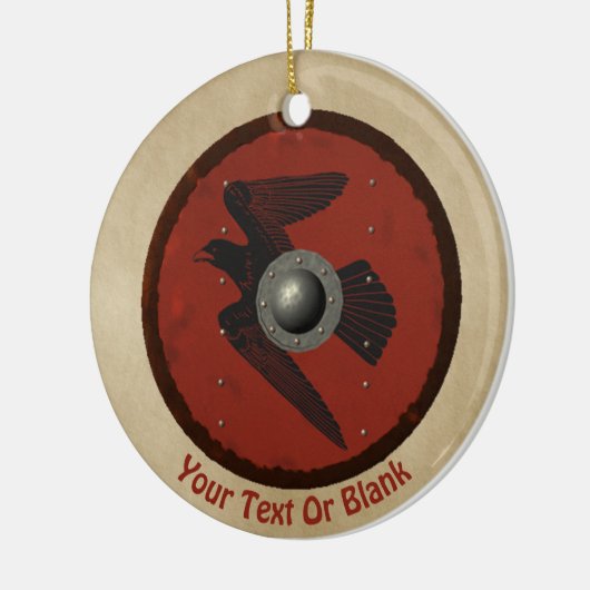 Viking Raven Shield Keramik Ornament (Links)